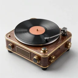 steampunk record player, highly detailed, sharp focus