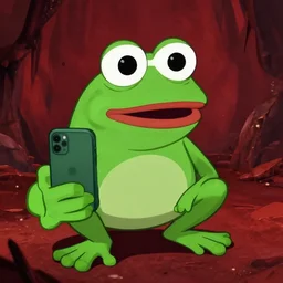 pepe frog taking the last selfie in hell