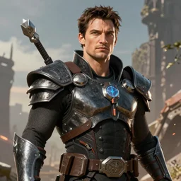 An epic fantasy comic book style portrait painting of Henry Cavill as ‘The Cyborg’, Unreal 5, DAZ, hyperrealistic, octane render, cosplay, RPG portrait, dynamic lighting