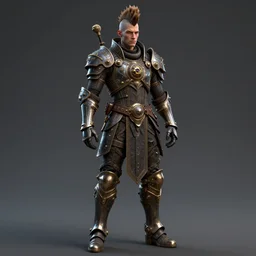 steampunk male portrait, handsome, sci fi, detailed mohawk, intricate assasin armor, fullbody, by godessmechanic, ilya kuvshinov, peter mohrbacher, greg rutkowski, dramatic lighting, intricate, highly detailed, deviant art, sharp focus, luminous, blender, deviant art, masterpiece, ray tracing