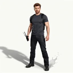 chris evans in far cry blood dragon, splash art, dynamic shadows