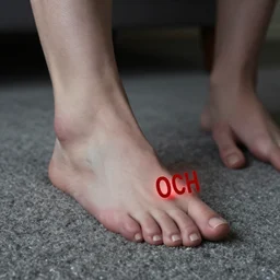Author in a lot of pain after hitting her toe, OUCH, photorealism, soul leaving body, trending on deviantart, trending on artstation