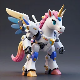one mech unicorn，colorful, 3D, real engine, 8k