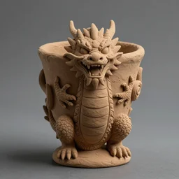 a dragon cup made of monster clay, photography, amazing sculpt, featured on behance, trending on artstation, 4k, hyperrealistic