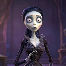 wanda in the art style of corpse bride, pixar, unreal engine render, soft radiant highlight, detailed background, digital art