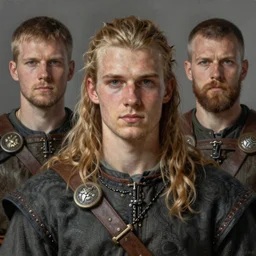 portrait of a handsome young viking prince, art by denys tsiperko and bogdan rezunenko and franz xaver kosler, hyperrealism