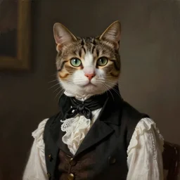Portrait of a victorian catgirl wearing a waistcoat, female, detailed face, victorian, highly detailed, cinematic lighting, digital art painting by greg rutkowski