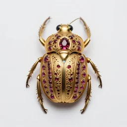 a beautiful gold filigree and ruby scarab