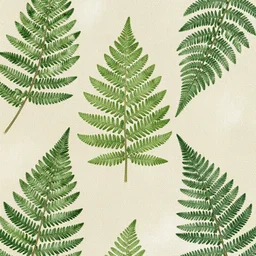 abstract textile pattern, art print, high detail, fern, green, beige, white