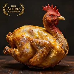 roast chicken with a human face