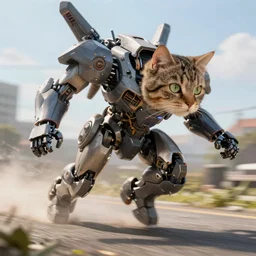 Sci-fi ultradetailed mech running cat photo trending on artstation