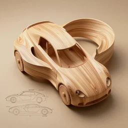 wooden car design, design sheet, Moebius, Greg Rutkowski, Zabrocki, Karlkka, Jayison Devadas, Phuoc Quan, trending on Artstation, 8K, ultra wide angle, zenith view, pincushion lens effect.