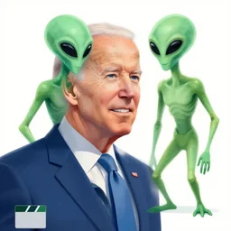 joe biden used as test subject by evil aliens, illustration, full color, art by greg rutkowki,