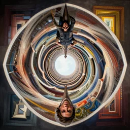 upside down loop illusion by artstation, deviantart, artfol, artbox, cgsociety, gfxartist, artful, zatista, artpal, instagram, blendernation, frank stella, beeple, giger, kopera, zawadzki, abstract, surreal, surrealism,, hyperrealism, futurism 4 k, octane render