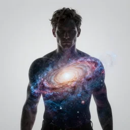 a man made out of the galaxy, digital art, highly detailed, coherent, high quality, portrait