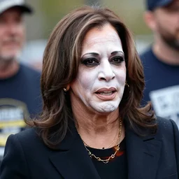 kamala harris wearing juggalo facepaint, photo taken at gathering of the juggalos