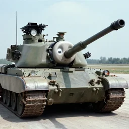 archive footage still of Thomas the Abrams Tank