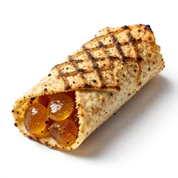 amber shawarma, photorealistic, isolated on a pure white background, centered, entire object in frame, sharp focus, soft studio lighting