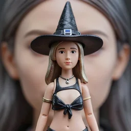 closeup face profile portrait of tin toy greta thunberg as a witch, bikini, depth of field, zeiss lens, detailed, symmetrical, centered, fashion photoshoot, by nicoletta ceccoli, mark ryden, lostfish, breathtaking, 8 k resolution, extremely detailed, beautiful, establishing shot, artistic, hyperrealistic, octane render