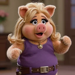 movie still of miss piggy starring as trinity in the matrix 1 9 9 9 movie fighting agent smith