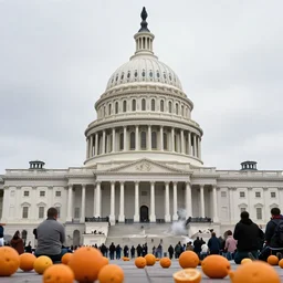 Photo of the United States Capitol on January 6 under siege by oranges