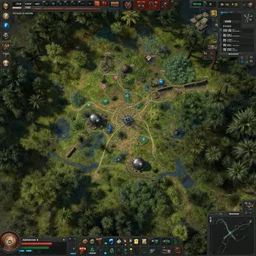 zoomed out rts game map based on deadspace meets farcry 5. lush environment, realism, unreal engine 5, edge of tomorrow technology