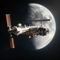 a beautiful hyper realistic detailed matte painting of a space station ， moon, dramatic lighting, dynamic lighting, cinematic lighting, lit by morning light, by finnian macmanus and jessica rossier, unreal engine, featured on artstation, ultrawide angle, f 8, polarizer filter