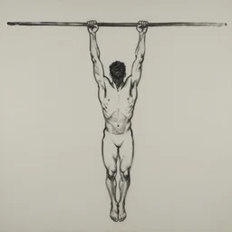 minimal thick paint brush strokes of a thin athletic male physique doing pullup, minimalist art, beautiful, flowing brush strokes, matte paint colors, james nares, willem de kooning