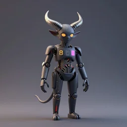 a stylized minimalist horneded cybernetic demon, circuitry, klimt, royo, behance, global illumination