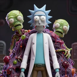 rick and morty fused with a lovecraft fat space zombie with no eyes, dripping salvia, horror, photo, portrait, 3d, high details, intricate details, by vincent di fate, artgerm julie bell beeple, 90s, Smooth gradients, octane render, 8k, volumetric lightning, High contrast, duo tone, depth of field, very coherent symmetrical artwork