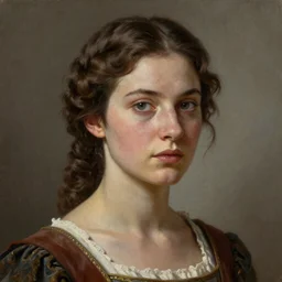 A Crusader Kings II portrait of a Spanish young woman with high cheekbones. Good bone structure. Dressed in 1940s style. Highly detailed, fine Art, high detail, great lighting, 8k resolution, masterpiece, concept art, illustration, clear eyes, painting oil on canvas, octane render, HDR, trending on artstation, 4k, 8k, HD