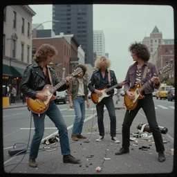 a city that was built on rock - n - roll. television still from a 1 9 8 0 s music video.
