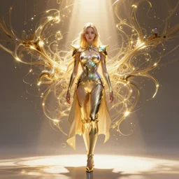 perfectly - centered!! looking at the camera!!! full body portrait of the female blue mage, bright lighting, godrays, golden, intricate abstract upper body intricate artwork, by tooth wu, wlop, beeple, dan mumford. concept art, octane render, deviantart, greg rutkowski, cinematic arthouse, key art, hyper realism, iridescent accents