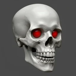 a demonic looking skull with red eyes, a 3D render by Abdullah Gërguri, polycount, vanitas, zbrush, polycount, sketchfab