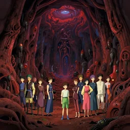 maximalist otherworldly hellcave, trending on pixiv fanbox, painted by makoto shinkai takashi takeuchi studio ghibli, akihiko yoshida, yoshitaka amano, wangechi mutu, clean cel shaded vector art. shutterstock. behance hd by lois van baarle, artgerm, helen huang, rossdraws, illustration