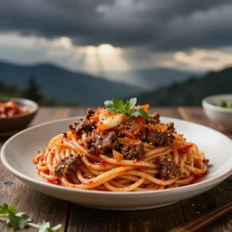 beef kimchi pasta