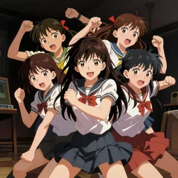 anime girls, slapstick, anime girls involved in violent cartoon slapstick