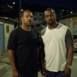 film still of Kanye west as John creasy in Man On Fire (2004 film), favela, night scene, 4k, photorealistic