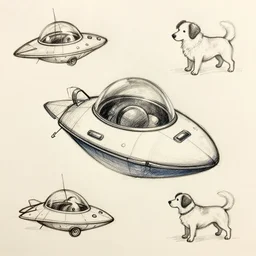 dog spaceship sketches
