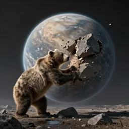 bear destroying a planet