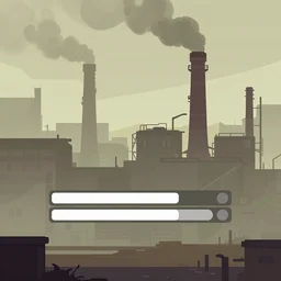 a dusty hazey gta 5 loading screen day with smog and factory smoke, drawn in sharp vectors in a stylish modern hand drawn artist, trending on artstation, featured on deviantart