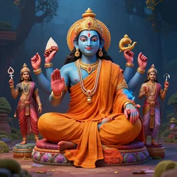 indi gods india monk, colorful, contrast, 3 d scene, greg rutkowski, zabrocki, karlkka, jayison devadas, trending on artstation, 8 k, ultra wide angle, zenith view, pincushion lens effect