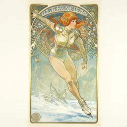 copic maker art nouveau portrait of a high speed ice skater girl wearing an eva pilot suit designed by balenciaga by john berkey norman rockwell