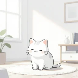 cat white room anime