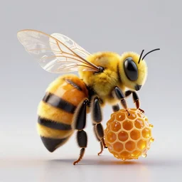 big bee with the tail of a honeycomb, 3 d render