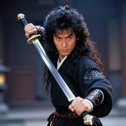 Demon, yokai, kung fu, wuxia, xianxia, glam metal hair, Jiang sword, wild hair, 1983 cinematic, live action