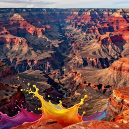 canyons background by josan gonzalez splash art graphic design color splash high contrasting art, fantasy, highly detailed, art by greg rutkowski