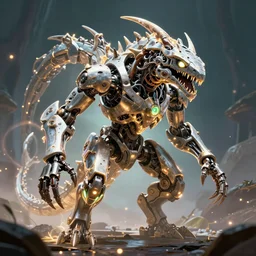 slitherfang machine mecanical creature portrait van damm of horizon forbidden west horizon zero dawn radiating a glowing aura global illumination ray tracing hdr fanart arstation by ian pesty and alena aenami artworks in 4 k