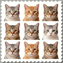 beautiful portrait, beautiful postage stamp, no text, polyptych, beautiful animal