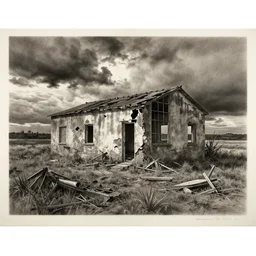 trauma of the derelict | charcoal drawing